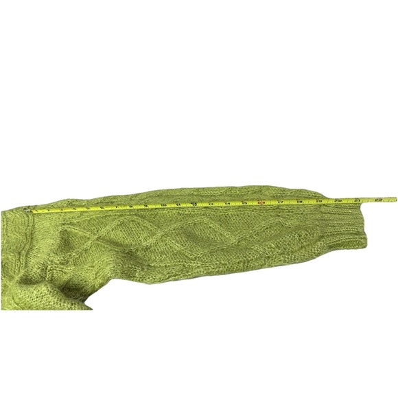 Vintage 1980s Limited Express Green Mohair Cable Knit Sweater Medium 3h - Picture 6 of 7